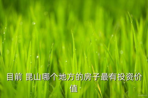 目前 昆山哪个地方的房子最有投资价值