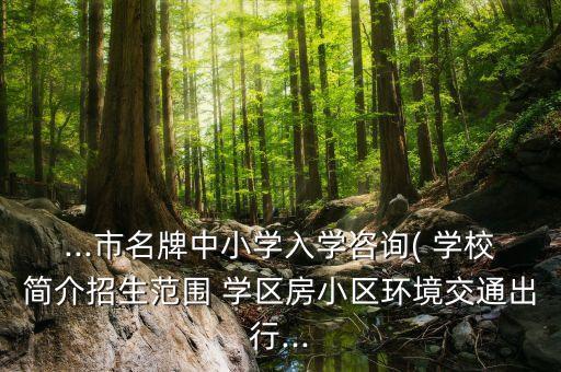 ...市名牌中小学入学咨询( 学校简介招生范围 学区房小区环境交通出行...