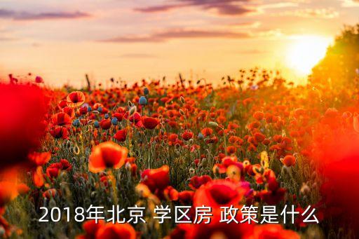 2018年北京 学区房 政策是什么