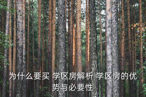 为什么要买 学区房解析 学区房的优势与必要性