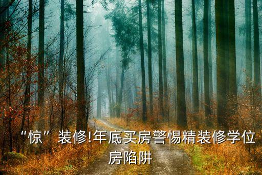 “惊”装修!年底买房警惕精装修学位房陷阱