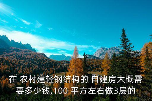 在 农村建轻钢结构的 自建房大概需要多少钱,100 平方左右做3层的