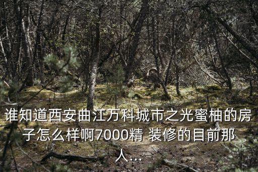 谁知道西安曲江万科城市之光蜜柚的房子怎么样啊7000精 装修的目前那人...