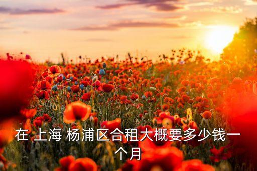 在 上海 杨浦区合租大概要多少钱一个月