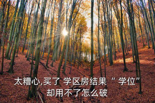 太糟心,买了 学区房结果“ 学位”却用不了怎么破