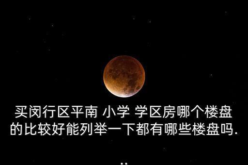 买闵行区平南 小学 学区房哪个楼盘的比较好能列举一下都有哪些楼盘吗...