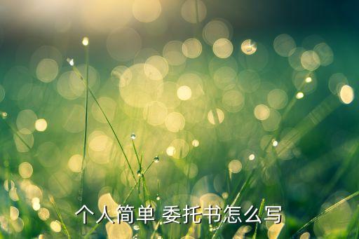 个人简单 委托书怎么写