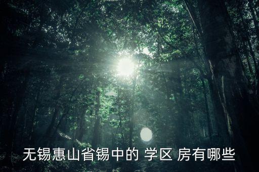 无锡惠山省锡中的 学区 房有哪些