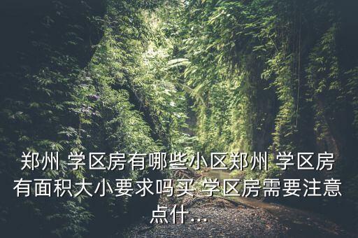 郑州 学区房有哪些小区郑州 学区房有面积大小要求吗买 学区房需要注意点什...