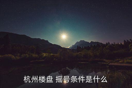 杭州楼盘 摇号条件是什么