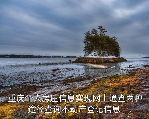  重庆个人房屋信息实现网上通查两种途径查询不动产登记信息