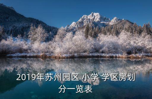 2019年苏州园区 小学 学区房划分一览表