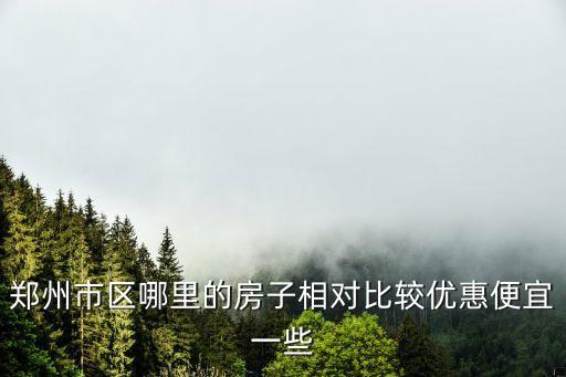 郑州市区哪里的房子相对比较优惠便宜一些