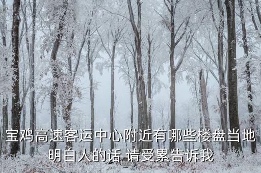 宝鸡高速客运中心附近有哪些楼盘当地明白人的话 请受累告诉我