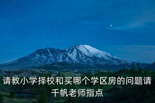 请教小学择校和买哪个学区房的问题请千帆老师指点