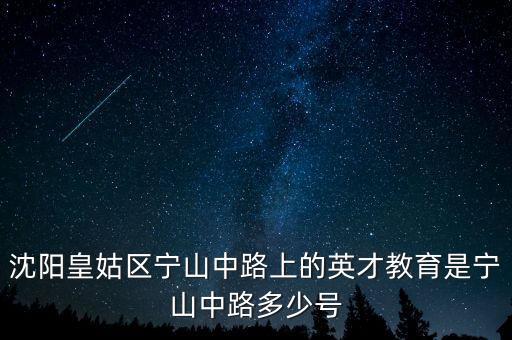 沈阳皇姑区宁山中路上的英才教育是宁山中路多少号