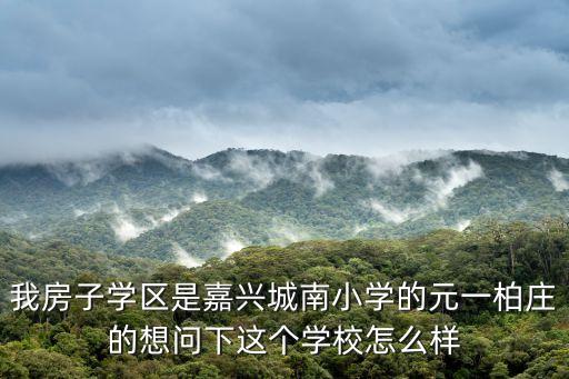 我房子学区是嘉兴城南小学的元一柏庄的想问下这个学校怎么样