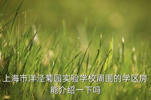 上海市洋泾菊园实验学校周围的学区房能介绍一下吗
