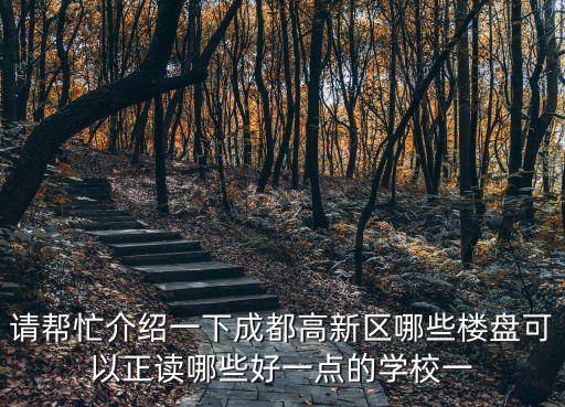 新区学区房哪个好，请帮忙介绍一下成都高新区哪些楼盘可以正读哪些好一点的学校一