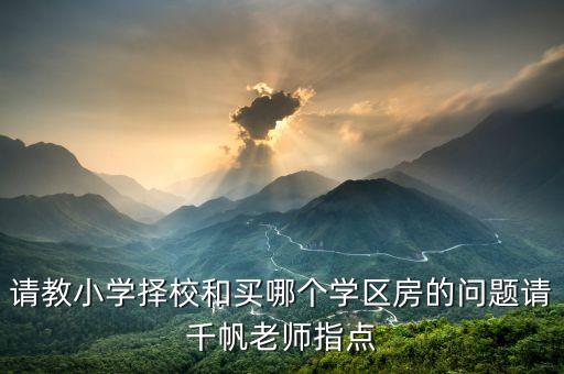 请教小学择校和买哪个学区房的问题请千帆老师指点