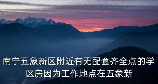 南宁五象新区附近有无配套齐全点的学区房因为工作地点在五象新