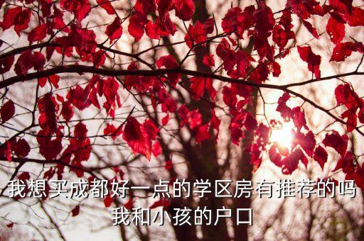 我想买成都好一点的学区房有推荐的吗我和小孩的户口