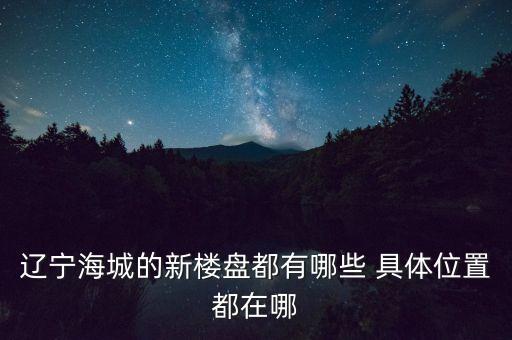 辽宁海城的新楼盘都有哪些 具体位置都在哪
