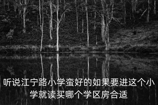 深圳横岗哪个学区房最适合，听说江宁路小学蛮好的如果要进这个小学就读买哪个学区房合适
