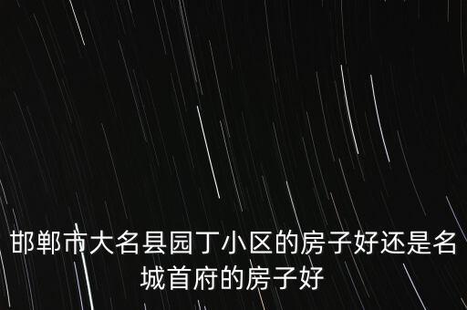 邯郸市大名县园丁小区的房子好还是名城首府的房子好