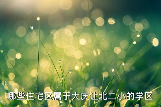 哪些住宅区属于大庆让北二小的学区