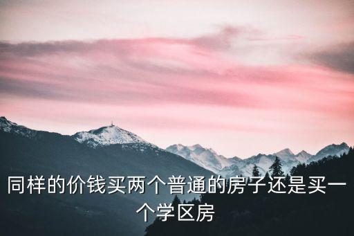 同样的价钱买两个普通的房子还是买一个学区房