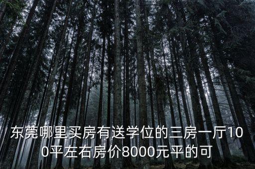 东莞哪里买房有送学位的三房一厅100平左右房价8000元平的可
