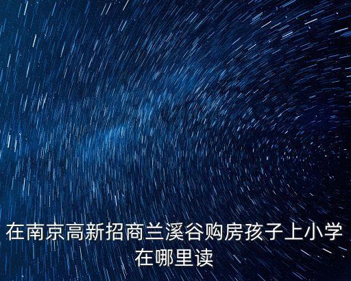 在南京高新招商兰溪谷购房孩子上小学在哪里读