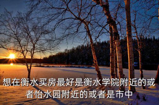 想在衡水买房最好是衡水学院附近的或者怡水园附近的或者是市中