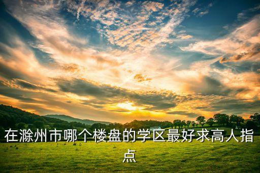 在滁州市哪个楼盘的学区最好求高人指点