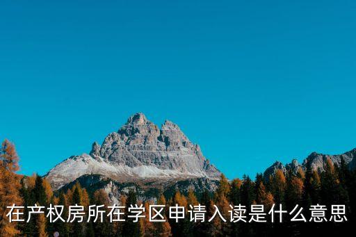 在产权房所在学区申请入读是什么意思