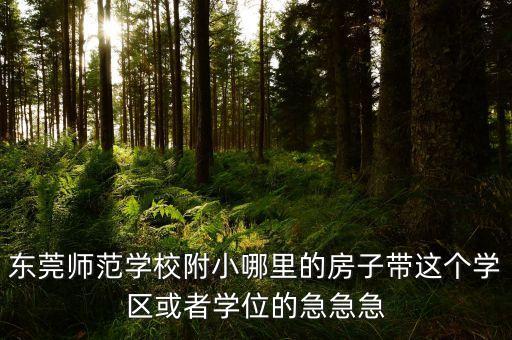 东莞茶山哪个小学区房好，东莞师范学校附小哪里的房子带这个学区或者学位的急急急