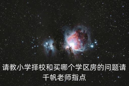 请教小学择校和买哪个学区房的问题请千帆老师指点