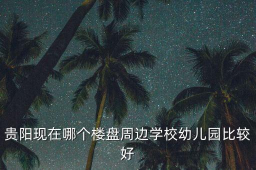 贵阳现在哪个楼盘周边学校幼儿园比较好