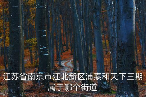 江苏省南京市江北新区浦泰和天下三期属于哪个街道