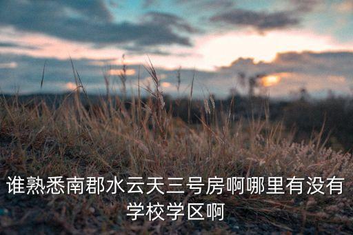 谁熟悉南郡水云天三号房啊哪里有没有学校学区啊
