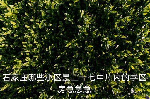 石家庄哪些小区是二十七中片内的学区房急急急