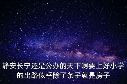 静安长宁还是公办的天下啊要上好小学的出路似乎除了条子就是房子