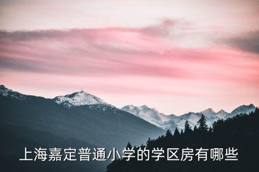 嘉禾小学学区房有哪些，上海嘉定普通小学的学区房有哪些