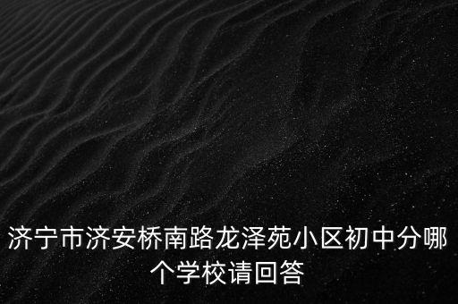 济宁市济安桥南路龙泽苑小区初中分哪个学校请回答