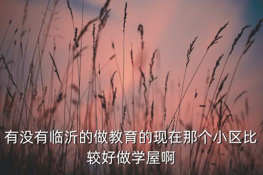 有没有临沂的做教育的现在那个小区比较好做学屋啊