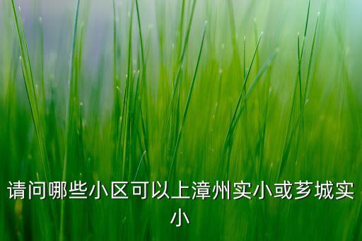 请问哪些小区可以上漳州实小或芗城实小