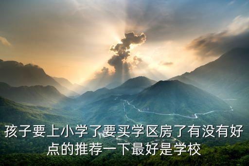 孩子要上小学了要买学区房了有没有好点的推荐一下最好是学校