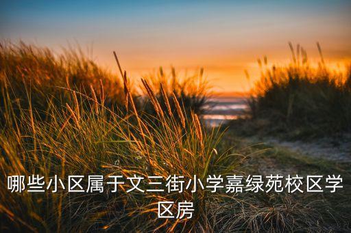 哪些小区属于文三街小学嘉绿苑校区学区房