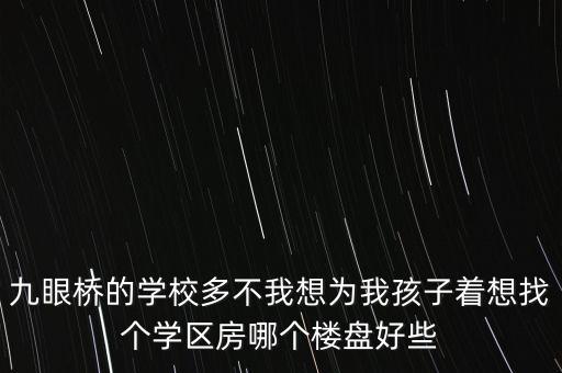 九眼桥的学校多不我想为我孩子着想找个学区房哪个楼盘好些